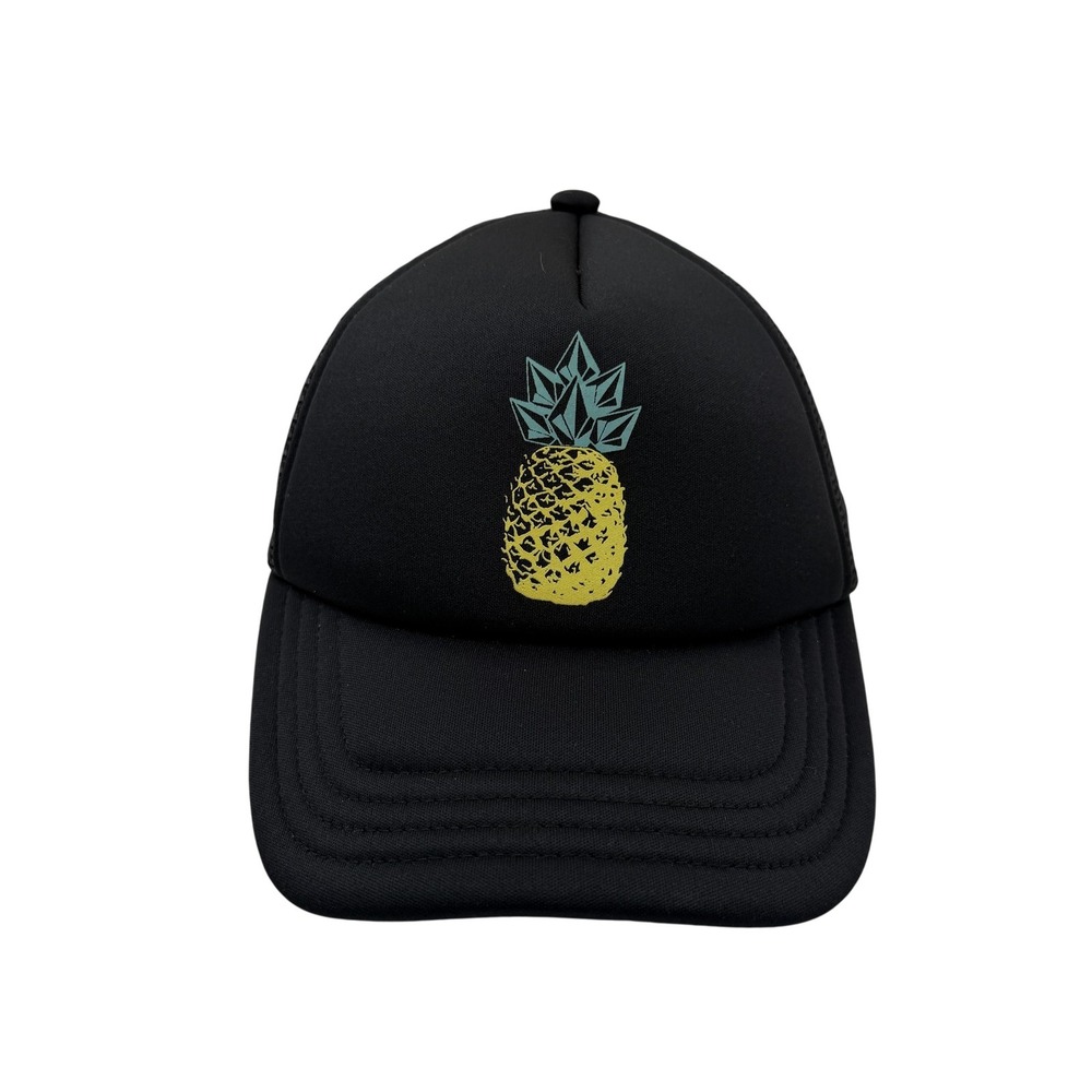Volcom Mens Black Pineapple‎ Graphic Trucker Hat Mesh Snapback Cap Surf Skate